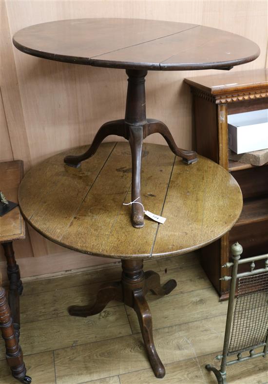 A tilt-top occasional table and another, W.84cm, W.79cm